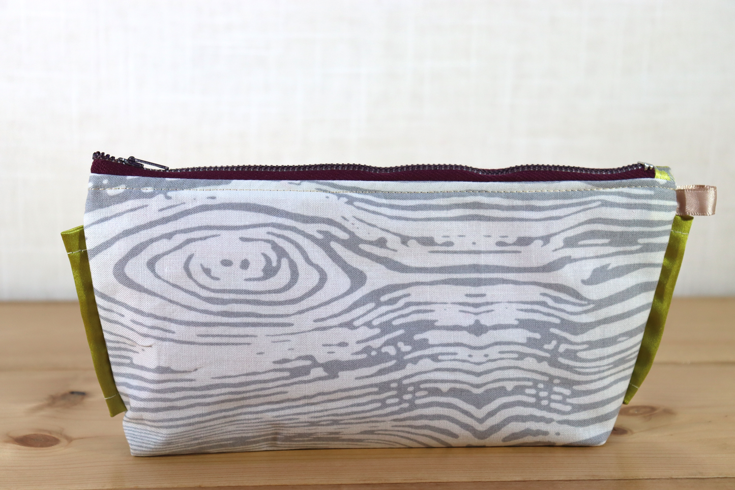 Zipper Pouch Bag - Embroidery Wit Gray