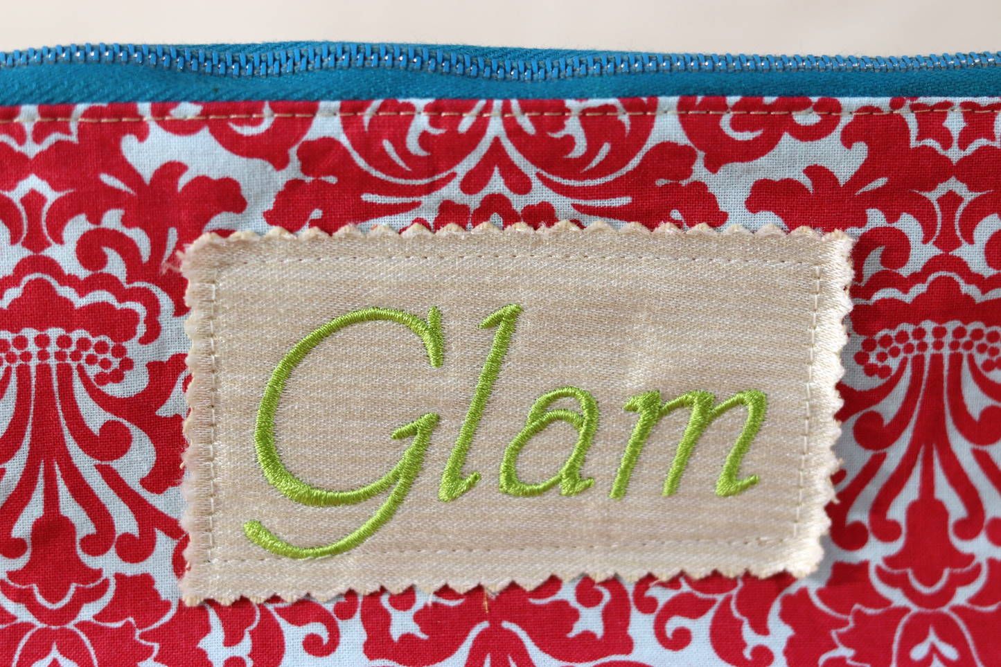 Zipper Pouch Bag - Embroidery Glam Pink