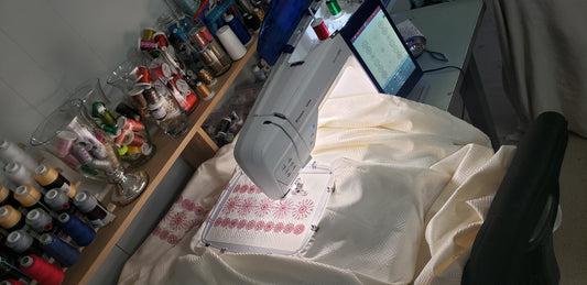 Tablecloth red Machine Embroidery