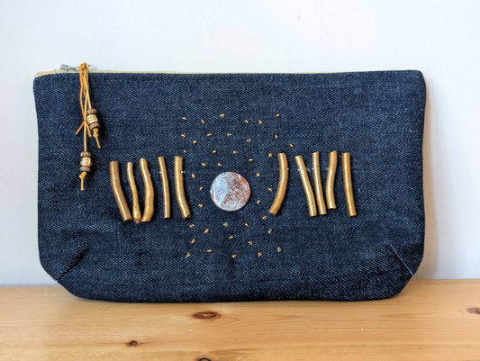 Brown Stone Handbag Clutch
