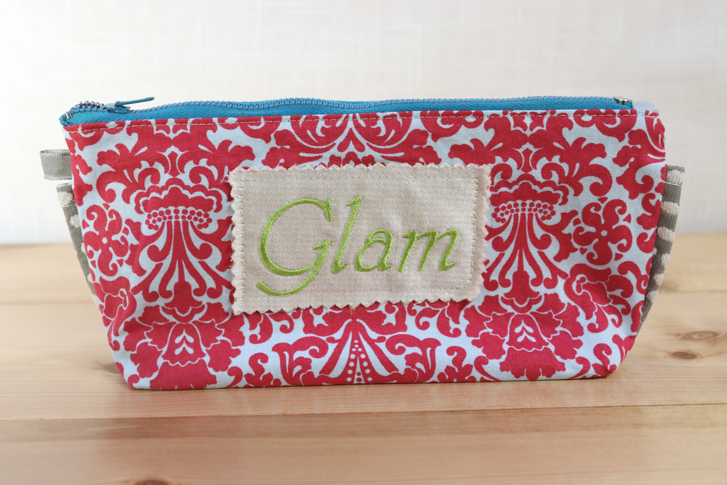 Zipper Pouch Bag - Embroidery Glam Pink