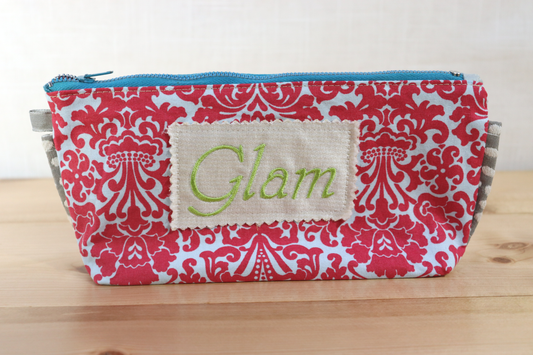 Zipper Pouch Bag - Embroidery Glam Pink