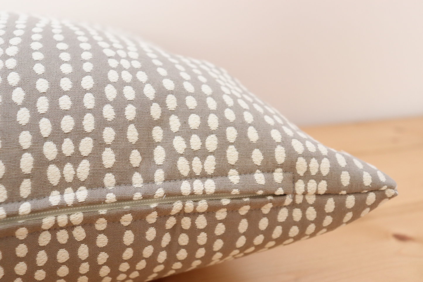 Throw Pillow Cover - Gray and Ivory Dot Print