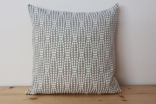 Throw Pillow Cover - Gray and Ivory Dot Print