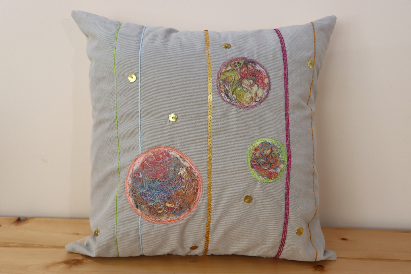 Throw Pillow Cover - Colorful with Orange Circle