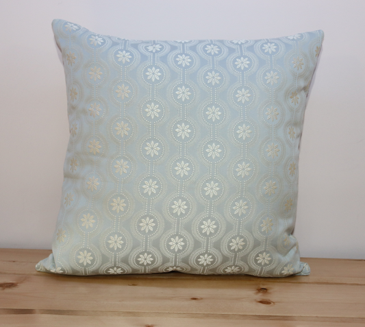 Throw Pillow Cover - Soft Blue and Flower Print