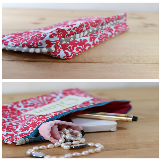 Zipper Pouch Bag - Embroidery Glam Pink