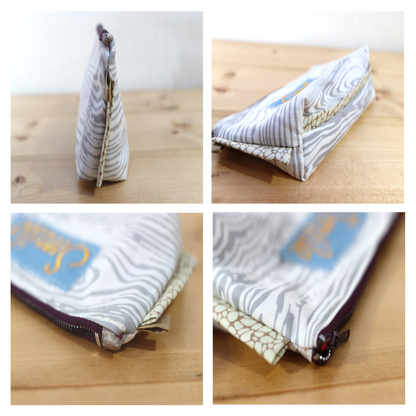 Zipper Pouch Bag - Embroidery Smile Gray