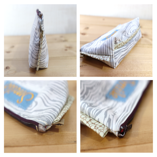 Zipper Pouch Bag - Embroidery Smile Gray