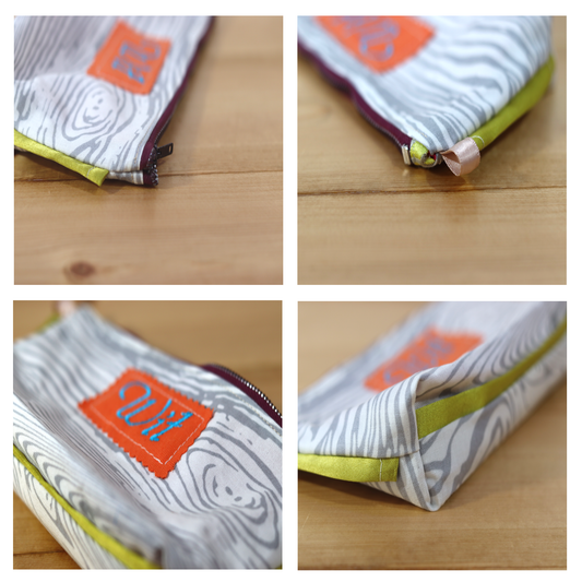 Zipper Pouch Bag - Embroidery Wit Gray