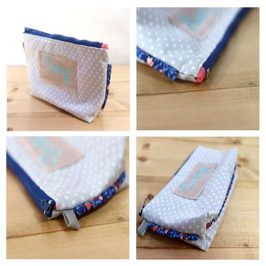 Zipper Pouch Bag - Embroidery Doing Gray