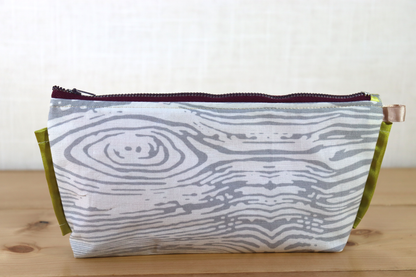 Zipper Pouch Bag - Embroidery Wit Gray