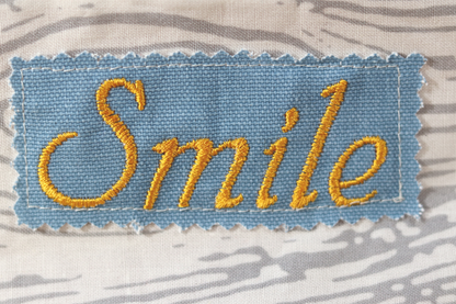 Zipper Pouch Bag - Embroidery Smile Gray