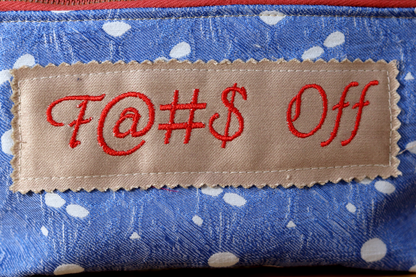 Zipper Pouch Bag - Blue Embroidery F@#& Off