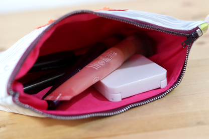 Zipper Pouch Bag - Embroidery Wit Gray