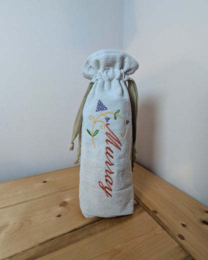Personalized Embroidered Wine Gift Bag | Monogrammed Hostess & Housewarming Gift