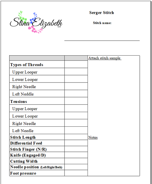 Serger Stitch Template