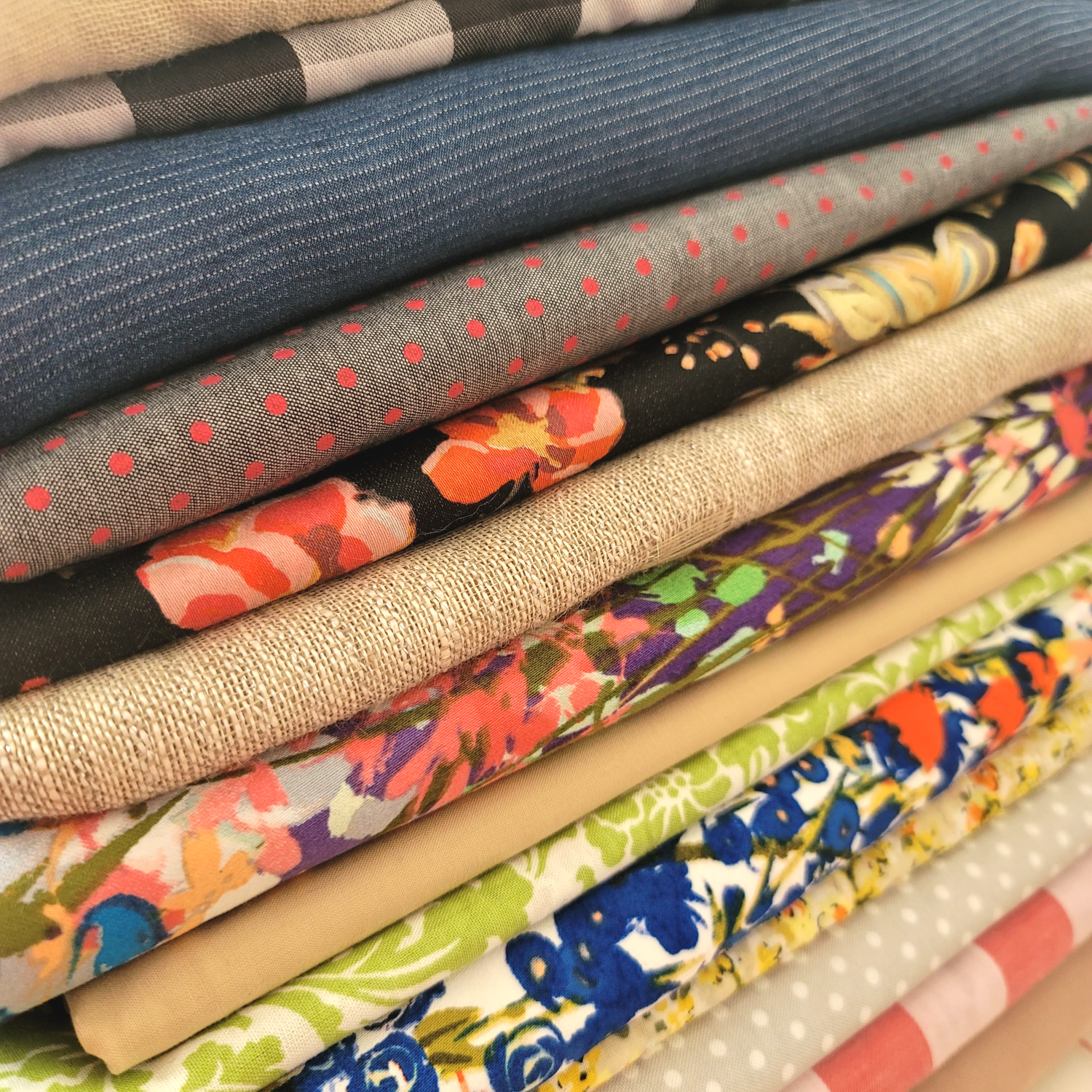 Stack of fabric in different colors