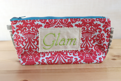Zipper Pouch Bag - Embroidery Glam Pink
