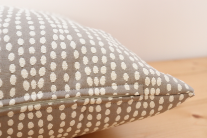 Throw Pillow Cover - Gray and Ivory Dot Print
