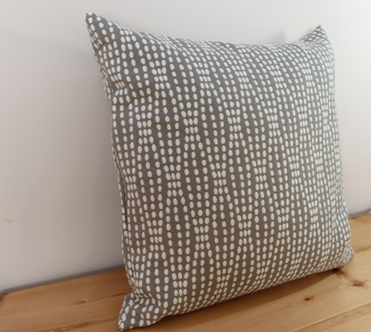 Throw Pillow Cover - Gray and Ivory Dot Print