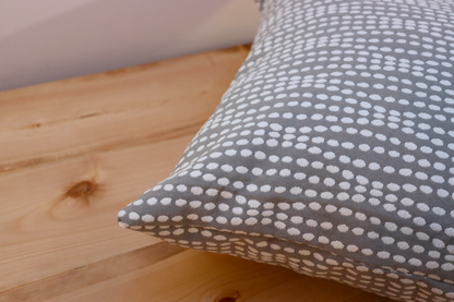 Throw Pillow Cover - Gray and Ivory Dot Print