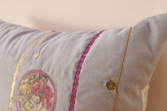 Throw Pillow Cover - Colorful with Lilac Circle