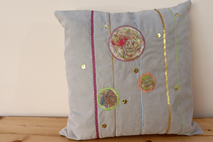 Throw Pillow Cover - Colorful with Lilac Circle