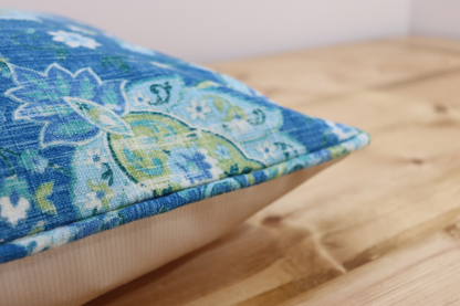 Throw Pillow Cover - Blue and Green Print