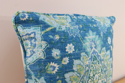 Throw Pillow Cover - Blue and Green Print