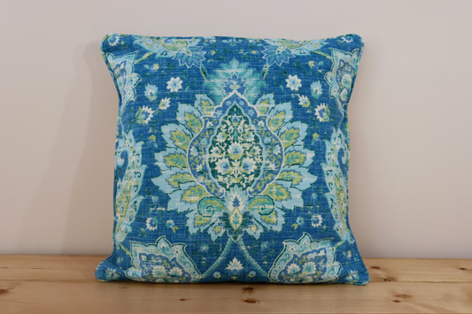 Throw Pillow Cover - Blue and Green Print