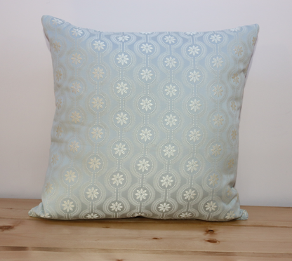 Throw Pillow Cover - Soft Blue and Flower Print
