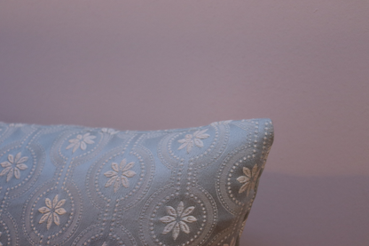Throw Pillow Cover - Soft Blue and Flower Print