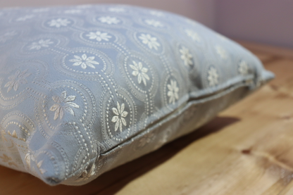 Throw Pillow Cover - Soft Blue and Flower Print