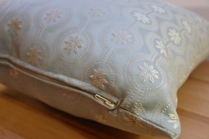 Throw Pillow Cover - Soft Blue and Flower Print
