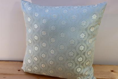Throw Pillow Cover - Soft Blue and Flower Print